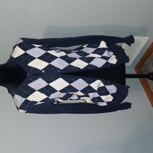 VINTAGE Argyle Button-up Cardigan Sweater, Size S